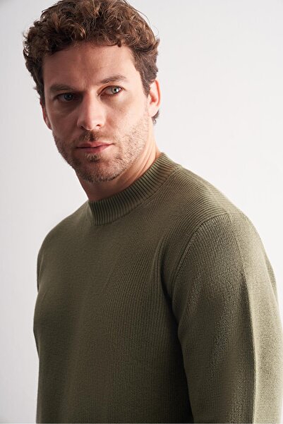 İmza Light Green Half Turtleneck Long Sleeve Pocketless Comfort Fit Casual Cotton Knitwear Sweater 1012255203