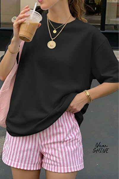 New Shine Μπλουζάκι Unisex oversized χωρίς στάμπα