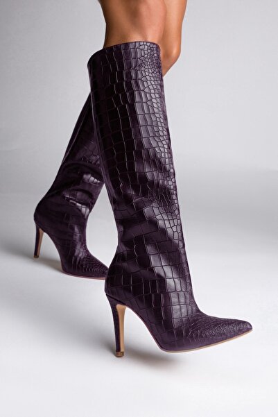 Vanilla Days Cizme cu toc înalt Mystic Purple din piele naturală