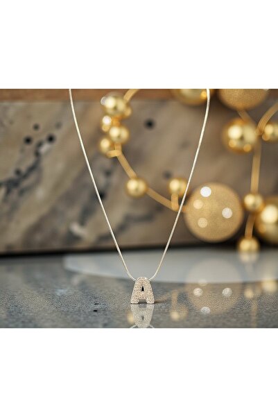 Butik Zirkon Taşlı A Harfli Kolye