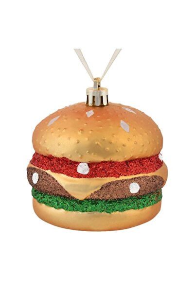 OEM Ornament de Crăciun tip burger 3D cu sclipici colorat 7,5 cm