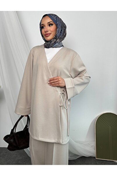 Mikxim Top and Bottom Set with Wide-Leg Pants and Tie-Up Detail at the Front