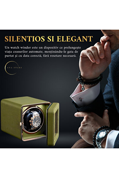 AVA-STARS Automatic Watch Winder Box Luxury 1 Ava-Stars, LED Interior, Leather