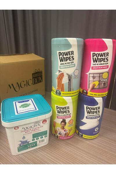 Power Wipes + 4’li Temizlik Seti Sihirli Kutu Hediye– Ev, Banyo, Mutfak, Zemin ve Ayakkabı