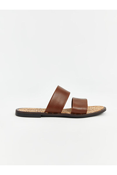 LC Waikiki Brown Double Striped Women's Slippers