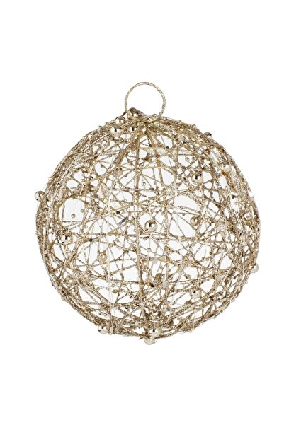 OEM Christmas decorative globe with champagne tinsel, 20 LED bulbs, 20 cm