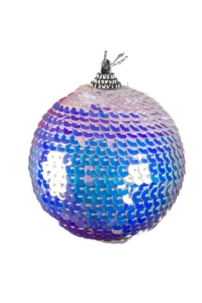OEM Ornament de Crăciun pentru brad - Glob cu paiete iridescente albe 10 cm