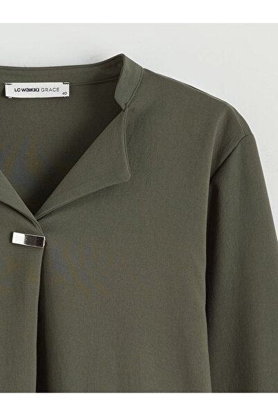 LC Waikiki Khaki Cropped Collar Blouse