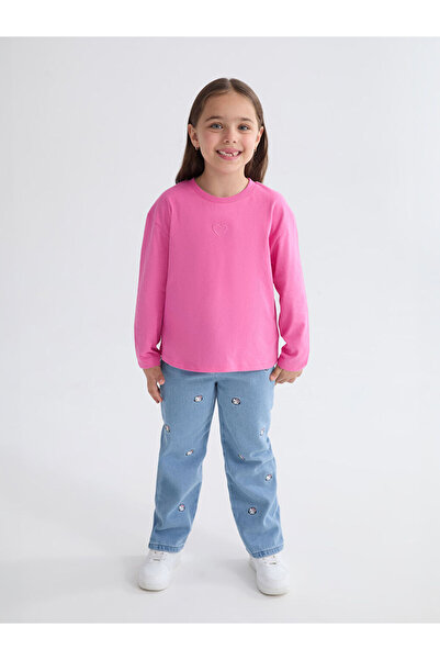 LC Waikiki Blue Embroidered Girl's Jean Pants