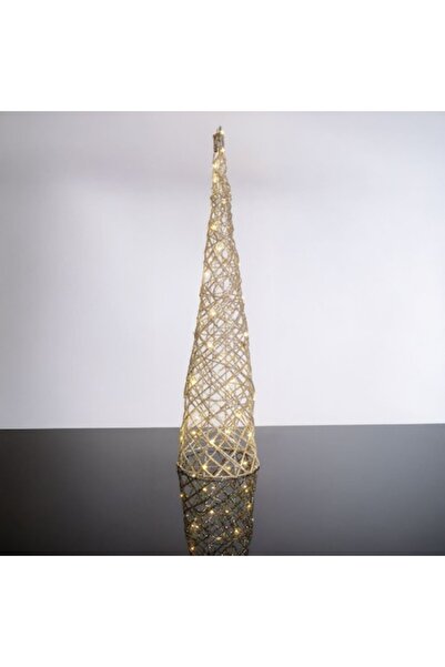 OEM Con decorativ de Crăciun cu sclipici bej șampanie și 40 de lumini LED Ø21...