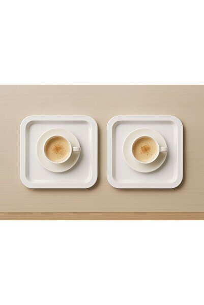 Fabrication 2-Piece Colorful Unbreakable Plastic Square Flat Coffee & Tea & D...