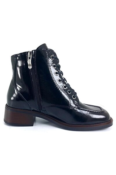 Mammamia 1015 24Kb Women's Daily Boots Black Wrinkled Patent Leather