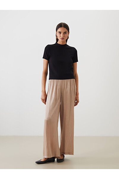 LC Waikiki Pink Elastic Waist Shiny Look Women's Trousers