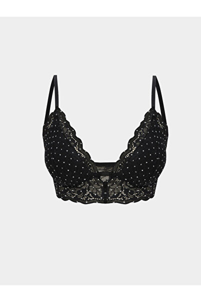 LC Waikiki Black Underwire-Free Unpadded Lace Bralette