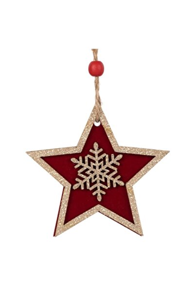 OEM Ornament de Crăciun pentru brad, din lemn, cu stea de catifea Bordeaux, f...