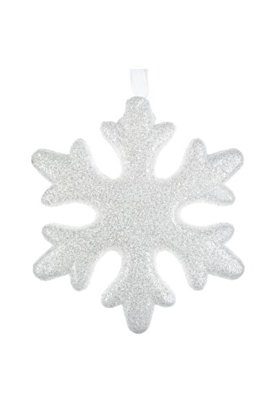 OEM Christmas Tree Ornament, Snowflake Model, White Foam, 10x10 cm, Glitter