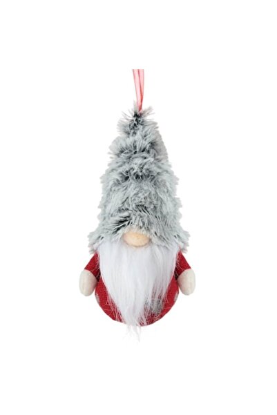 OEM Ornament de Crăciun - Figurină Gnome, Pălărie Gri, Corp Roșu, 9x15 cm