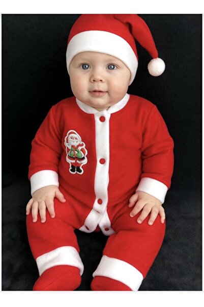 Lider MAGNESİA Baby Jumpsuit Polar Santa Claus Costume with Hat 0-6 Months