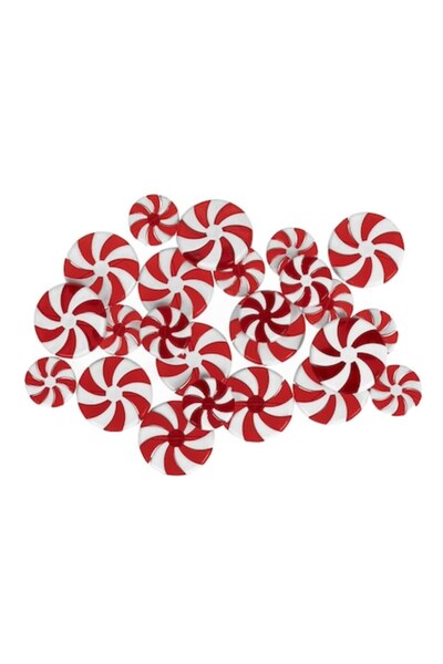 OEM Bomboane decorative rotunde de Crăciun, roșii și albe, 2,5-3,5 cm - 36 buc.