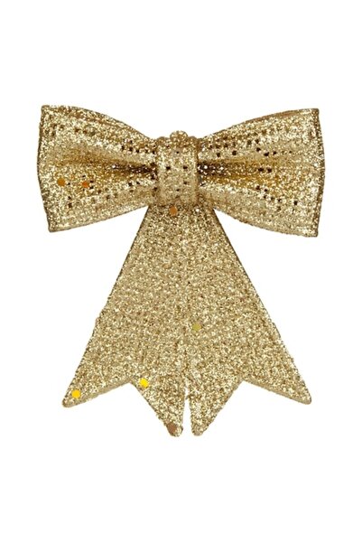 OEM Gold Christmas decorative bow, 10cm, with glitter