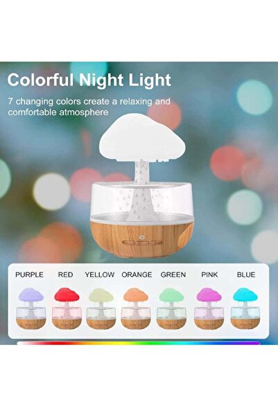 Rain مرطب سحابي عام - موزع لطيف للزيوت العطرية بتقطير الماء مع 7 مصابيح LED ليلية