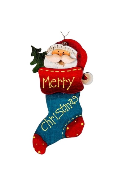 OEM Ornament de Crăciun vintage din lemn, cizmă de Moș Crăciun, 14 cm