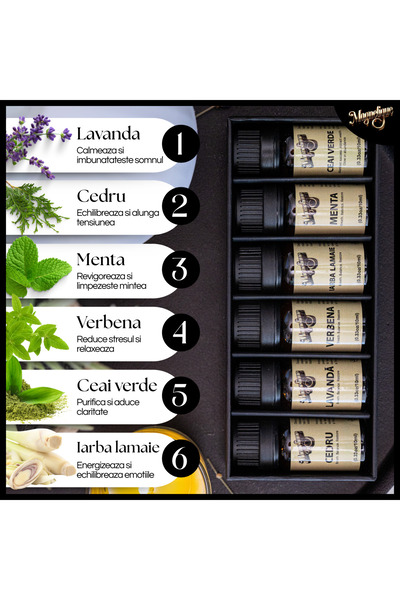 Magnetique Set of 6 Essential Oils Aromatherapy, Magnetique Serenity, Essence of calm, inner harmony, 6x10ml