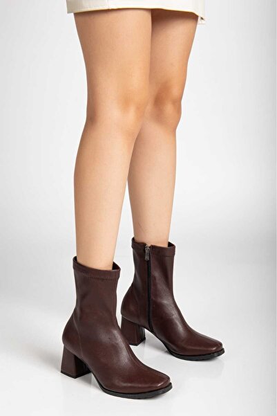 luff shoes Square Toe Women's Boots Brown