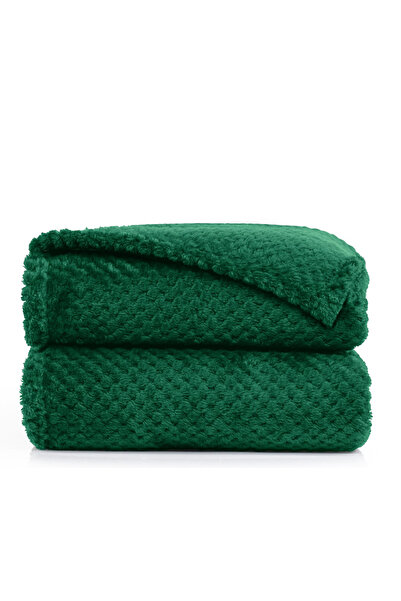 Deco King Patura in stil modern cu model jacquard in relief, Henry, 240 g/m2, 220x240 cm, verde