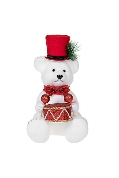 OEM Figurină decorativă de Crăciun din spumă cu ursuleț cu tobe 17x16x30 cm