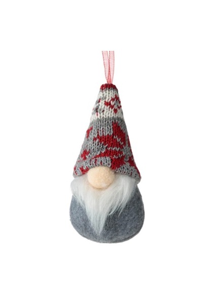 OEM Ornament de Crăciun - Pitic cu pălărie gri și fulgi de zăpadă roșii Ø5.5x...