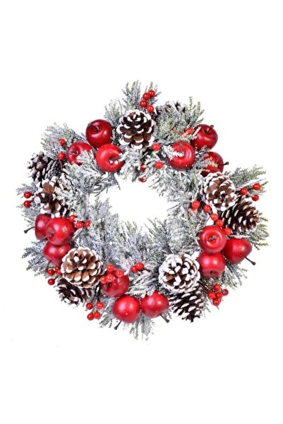 OEM Inel decorativ pentru lumânare de Crăciun – Zăpadă, Conuri, Mere și Fruct...