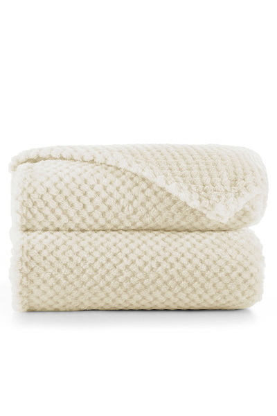 Deco King Patura in stil modern cu model jacquard in relief, Henry, 240 g/m2, 220x240 cm, bej