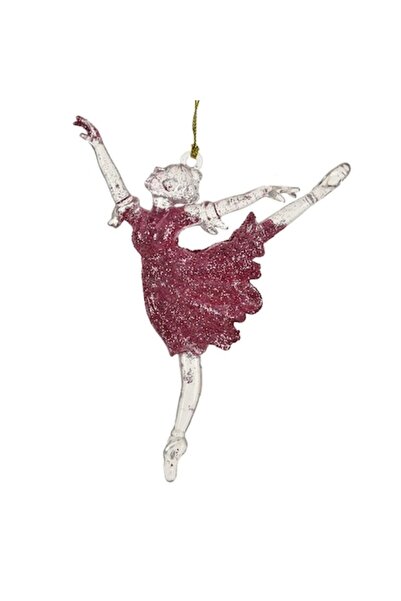 OEM Ornament de Crăciun pentru brad, model balerină, sclipici roz, înălțime 1...