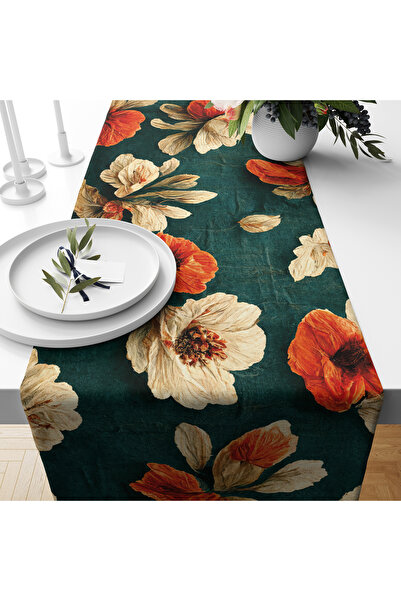 Filamente Digital cu imprimeu Runner - Motiv Floral - 140x40 Cm