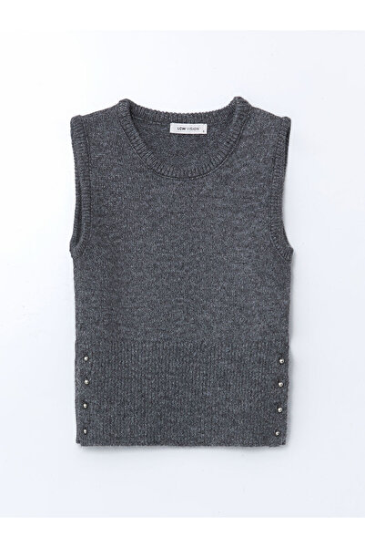 LC Waikiki Anthracite Crew Neck Women's Knitwear Sweater