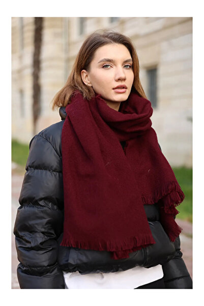 Verahed Warm Winter Soft Textured Tasseled Puffy Plain Shawl Scarf 190X50Cm