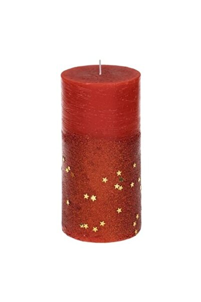 OEM Lumânare decorativă de Crăciun, roșie, stele, 7,3x15cm, DCJ291
