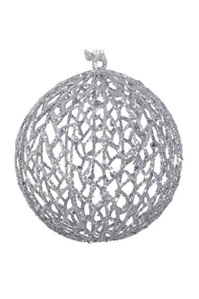 OEM Glob decorativ de Crăciun, argintiu sclipitor, 15 cm, plastic