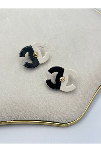 MyladyAccessoriess Black and White Cc Earrings (Steel)