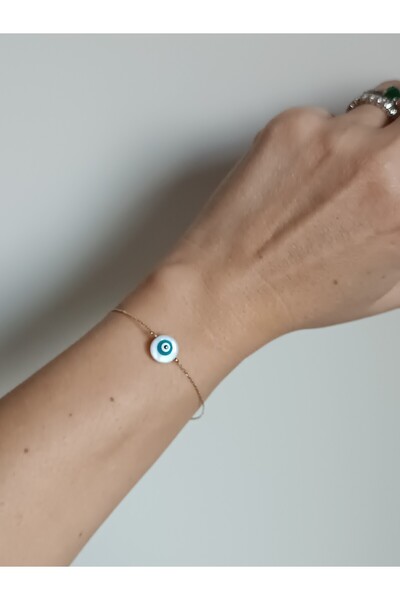 La fee aksesuar سوار نسائي من الحجر الطبيعي مع خرز العين الشريرة وسلسلة الكوبرا الذهبية