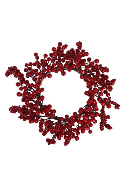 OEM Inel decorativ de Crăciun cu fructe de pădure roșii pentru lumânare 31 cm