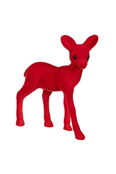 OEM Figurină decorativă de Crăciun, ren din catifea, roșu, 15 cm