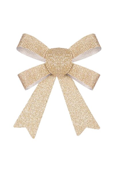 OEM Christmas Decorative Bows, Beige, Glitter, 14x10 cm, Set of 3
