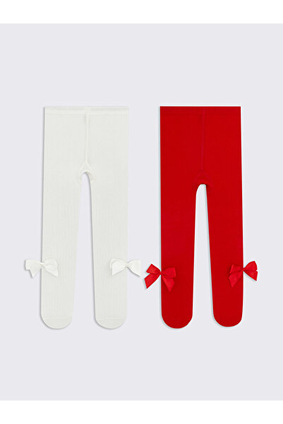 LC Waikiki Timeless Store: Timeless Recommendations |   Bow Detailed Baby Girl Pantyhose 2-Piece Set