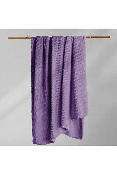 Deco King Patura in stil modern cu model jacquard in relief, Henry, 240 g/m2, 220x240 cm, mov