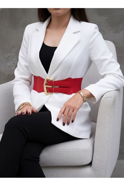 MODAM HİFA Gold Buckle Elastic Women's Belt Dress Belt Waist Belt Body Belt