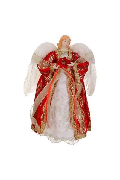 OEM Christmas figurine angel with red cape and white wings, 39 cm