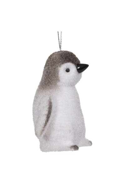 OEM Christmas Ornament - Sparkling Grey Penguin, 8 cm