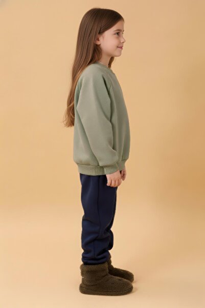 Perendi Girl's Comfortable Fit Pocket Detailed 2-Piece Sweatshirt with Fleece Inside – Yellow & Çağla